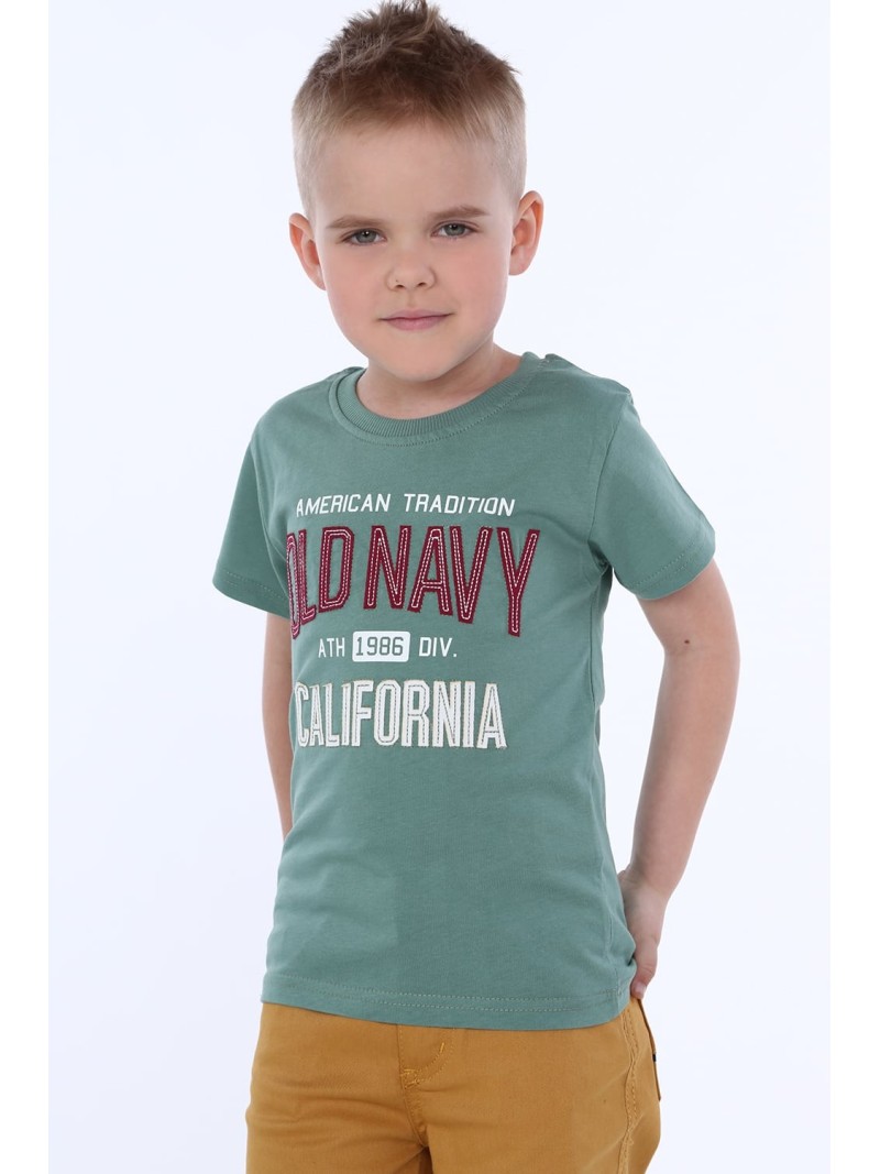 Boy\'s T-shirt with inscriptions, green NDZ4481 - Online store - Boutique